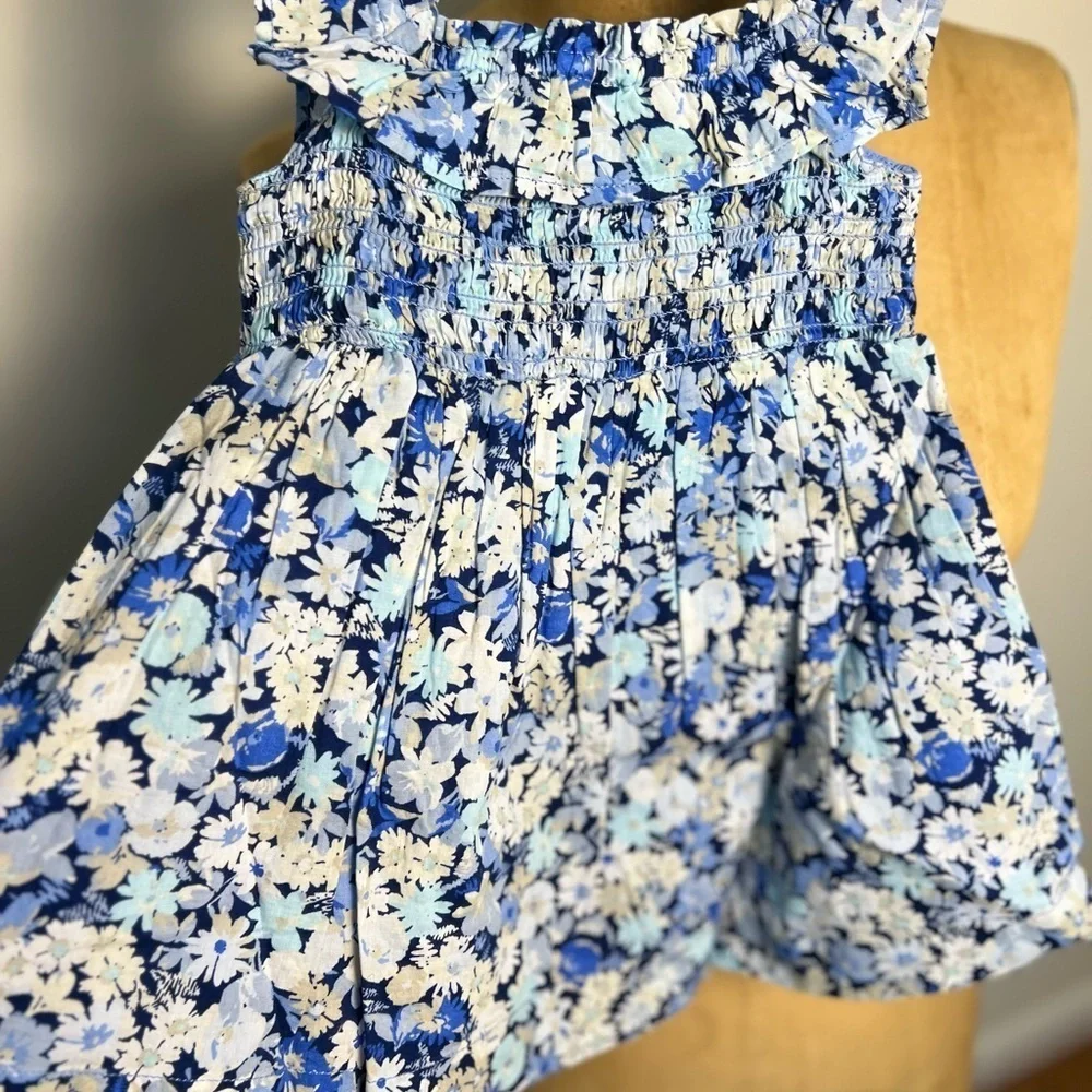 Baby Gap blue floral dress, bloomers and matching headband 18-24 months